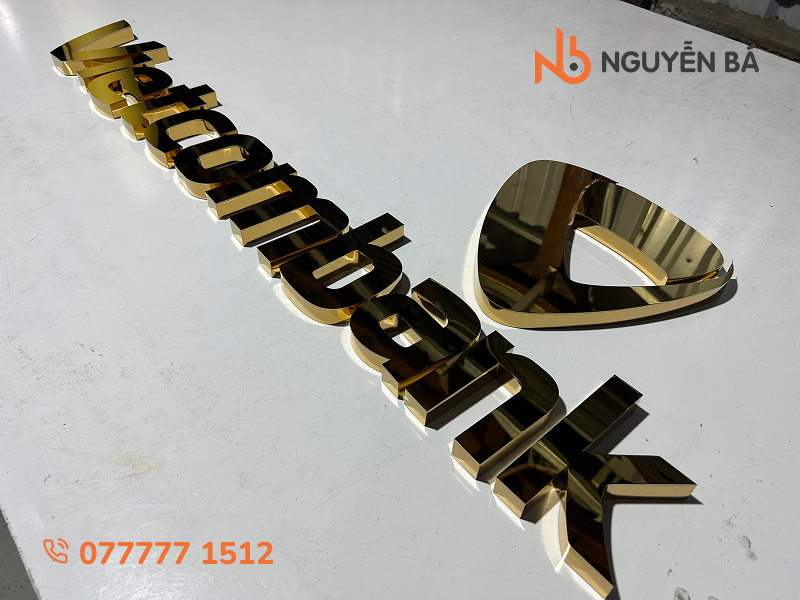 Gia công chữ inox vàng gương ngân hàng Vietcombank