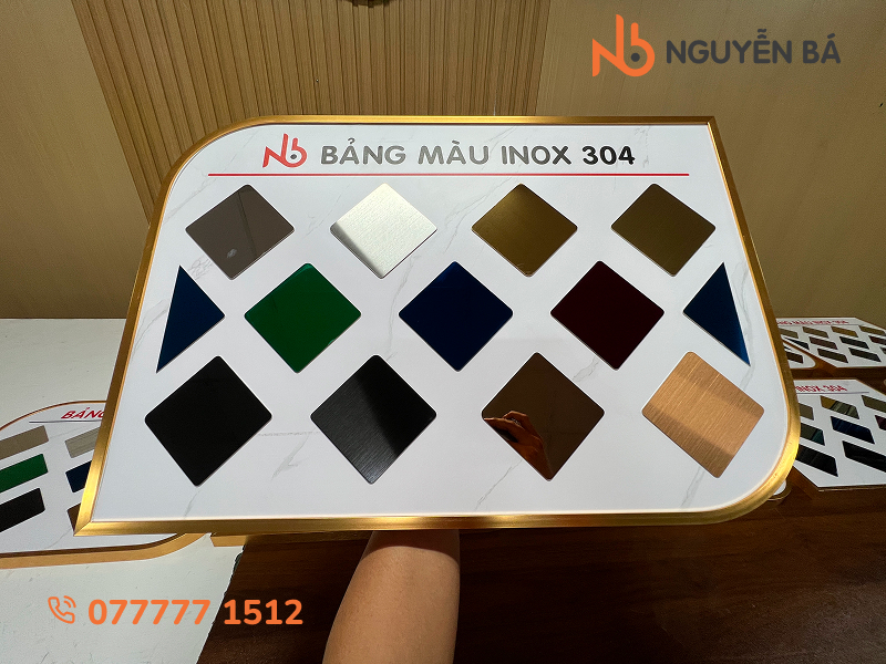 Bảng màu inox 304 tại xưởng Nguyễn Bá