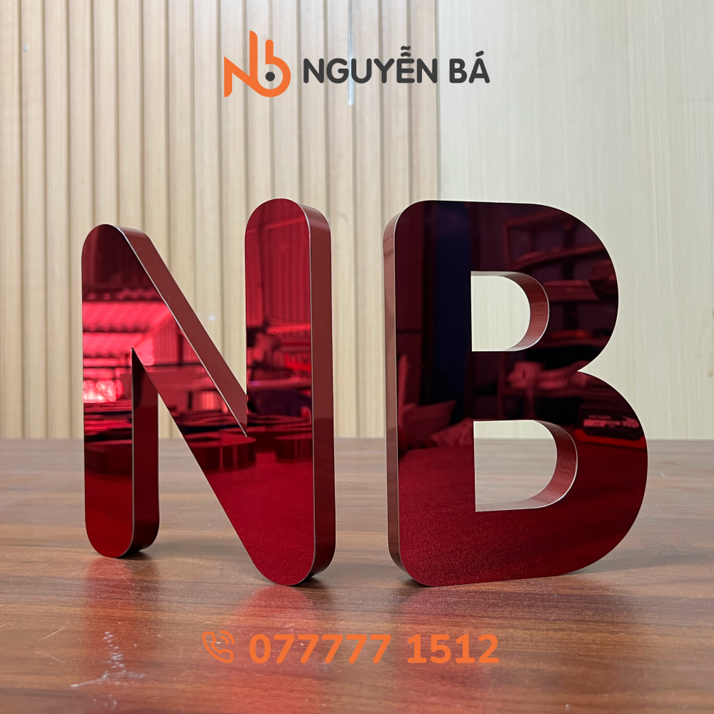 Gia công chữ inox đỏ Chữ inox đỏ