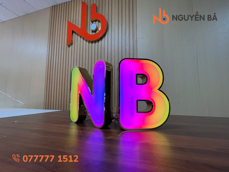 Chữ inox LED full màu sáng mặt chạy hiệu ứng